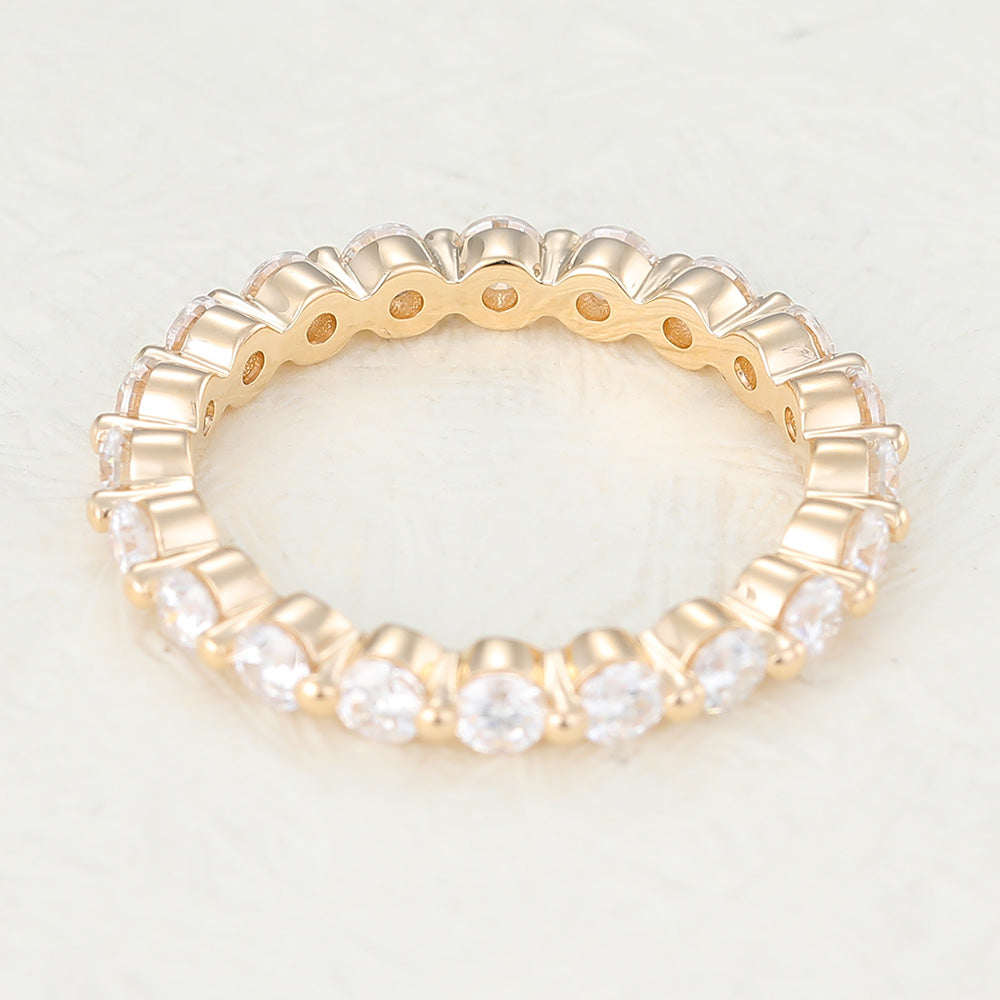 1.22 CT Round Shaped Moissanite Full Eternity Wedding Band 4 1.22 CT Round Shaped Moissanite Full Eternity Wedding Band 4