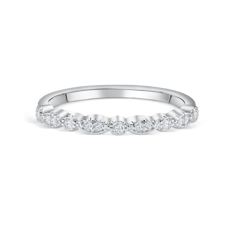 0.16 TCW Round Milgrain Style Moissanite Wedding Band 6 0.16 TCW Round Milgrain Style Moissanite Wedding Band 6