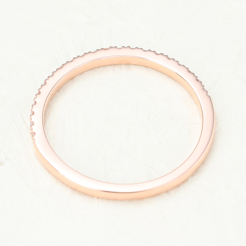 0.14 CT Round Shaped Moissanite Half Eternity Wedding Band 4 0.14 CT Round Shaped Moissanite Half Eternity Wedding Band 4
