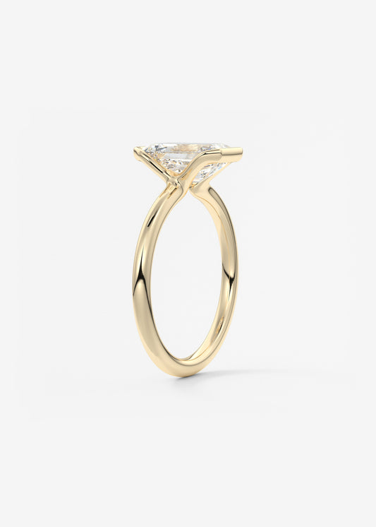 Emerald Half Bezel Lab Grown Diamond Engagement Ring