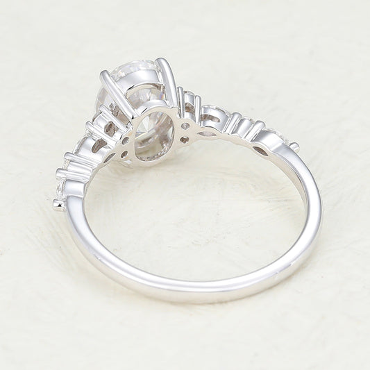Oval Cluster Lab-Grown Diamond Engagement Ring