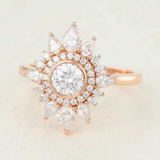 Round Cluster Lab-Grown Diamond Engagement Ring