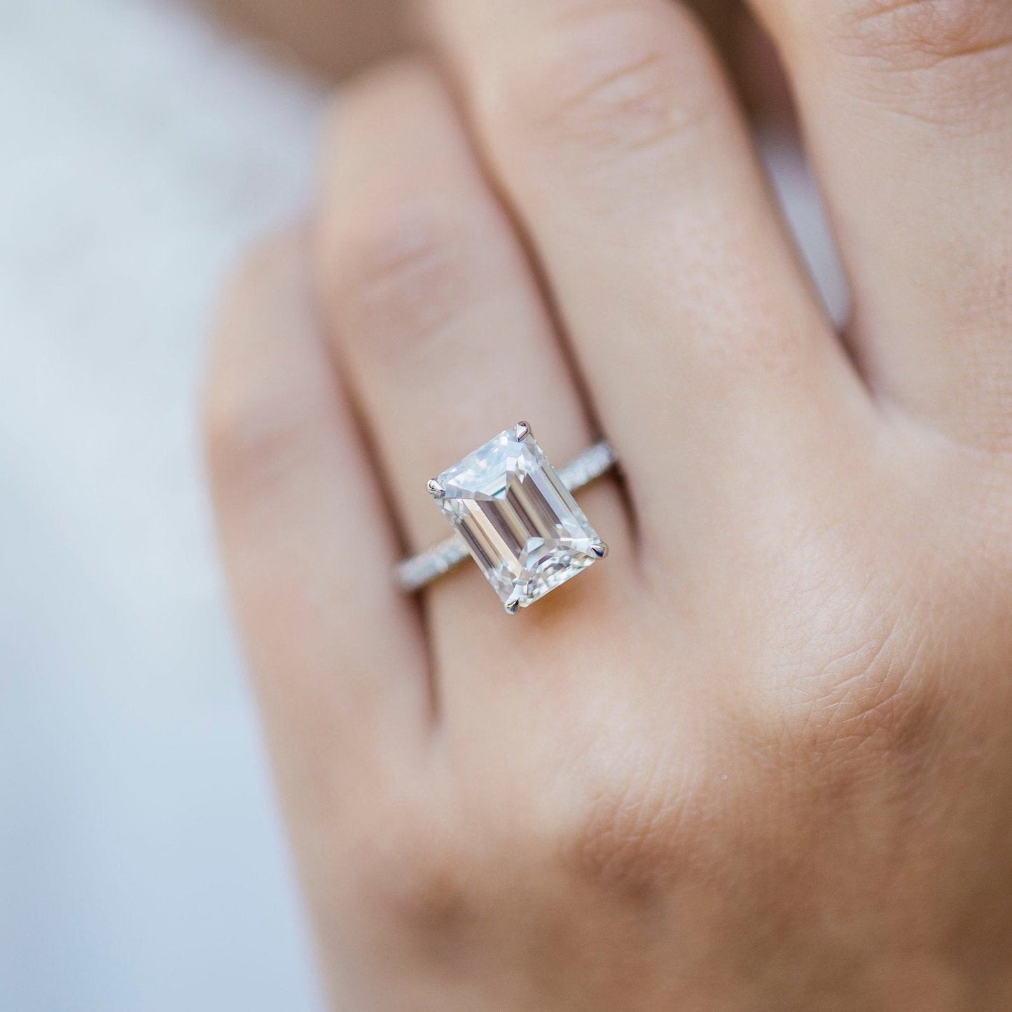 Emerald Pave Lab Grown Diamond Engagement Ring
