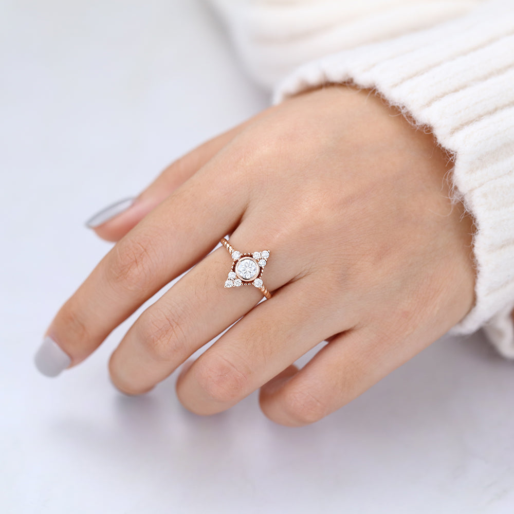 Round Cluster Lab-Grown Diamond Engagement Ring