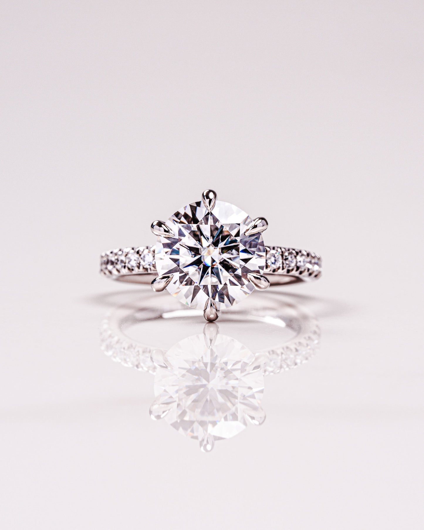 2.26 CT Round Cut Solitaire Pave Setting Lab Grown Diamond Engagement Ring