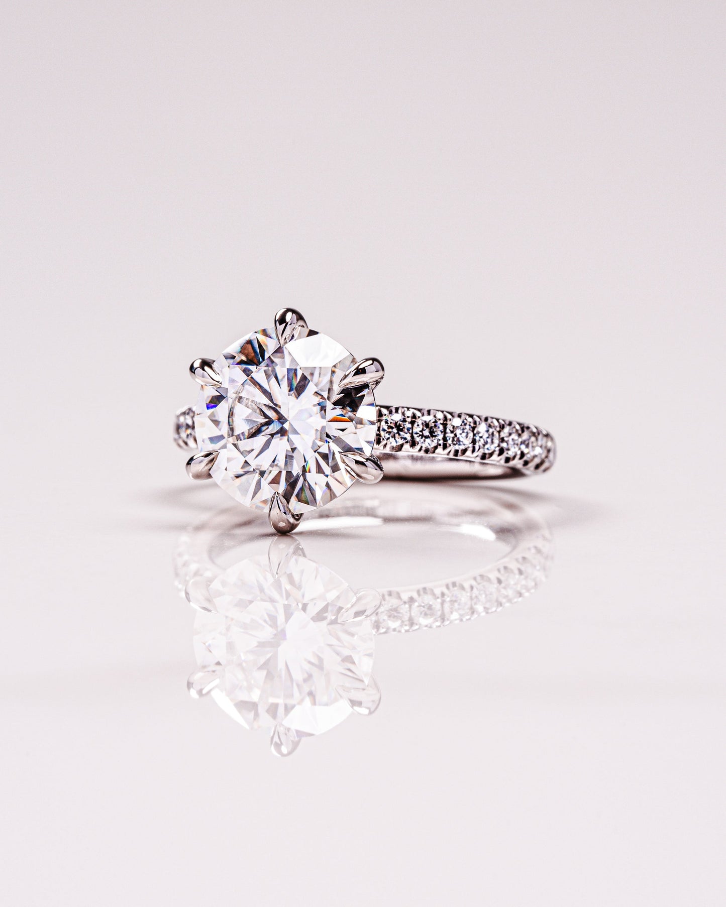 2.26 CT Round Cut Solitaire Pave Setting Lab Grown Diamond Engagement Ring