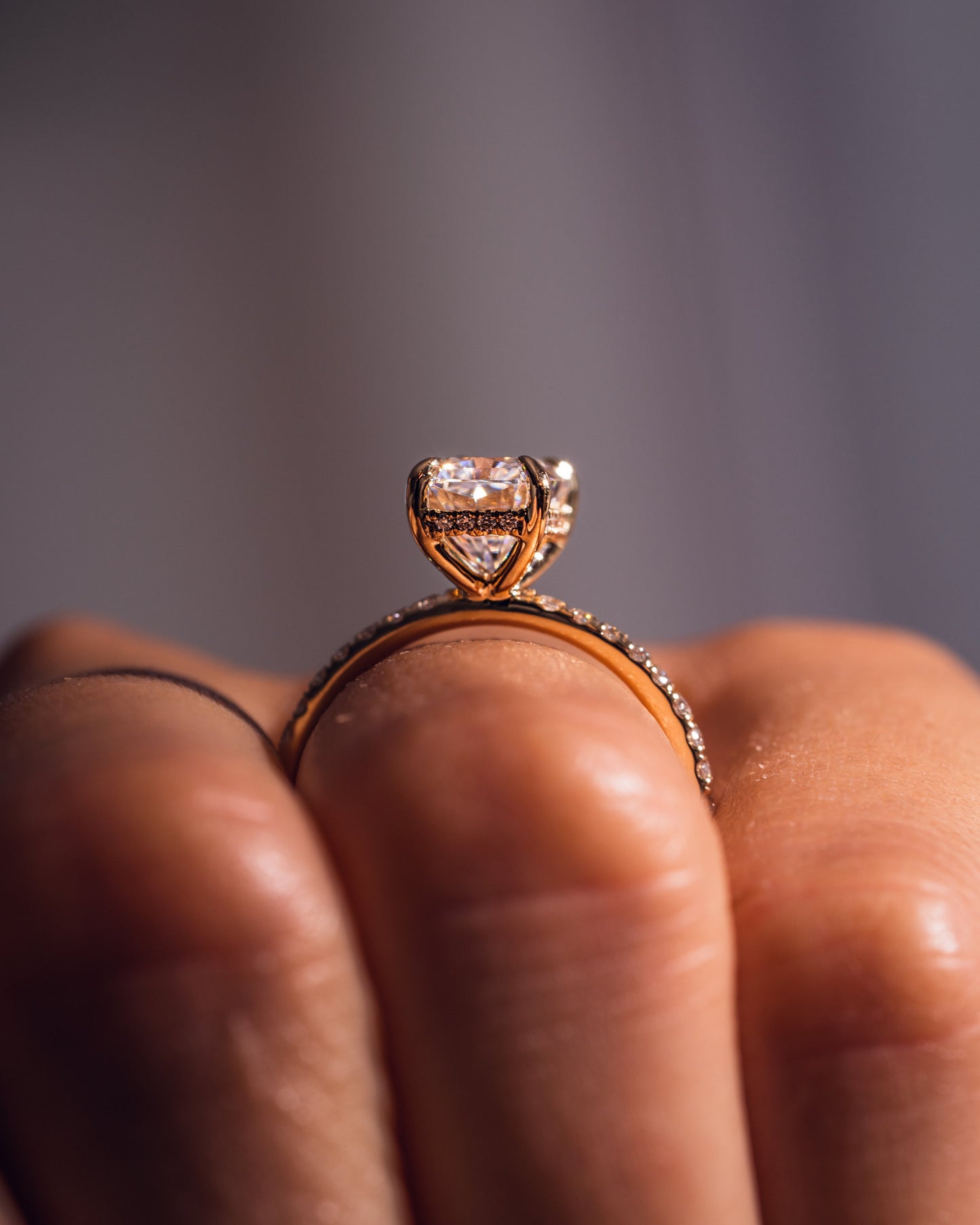 2.43 CT Radiant Cut Lab Grown Diamond Engagement Ring With Hidden Halo Setting