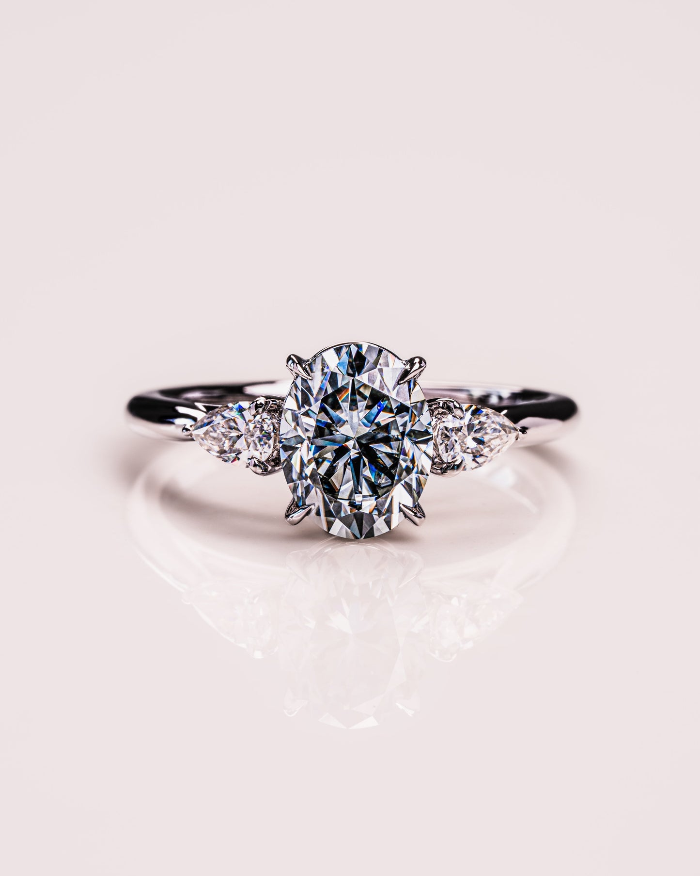 1.91 CT Oval Cut Three Stone Lab Grown Diamond Engagement Ring