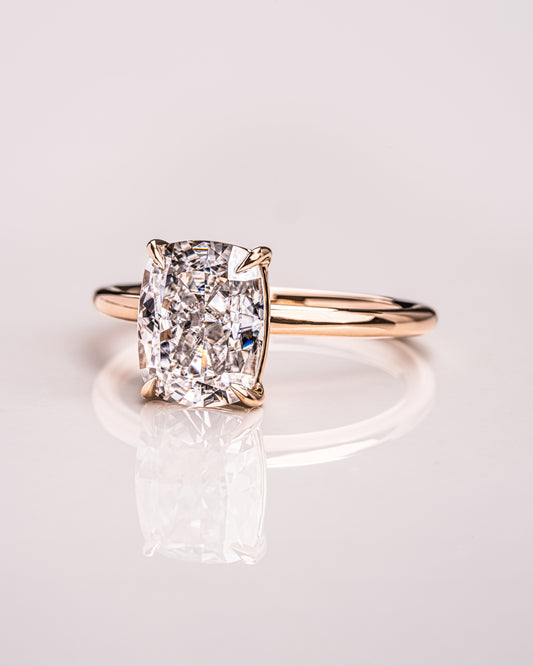 2.15 CT Cushion Cut Solitaire Lab Grown Diamond Engagement Ring