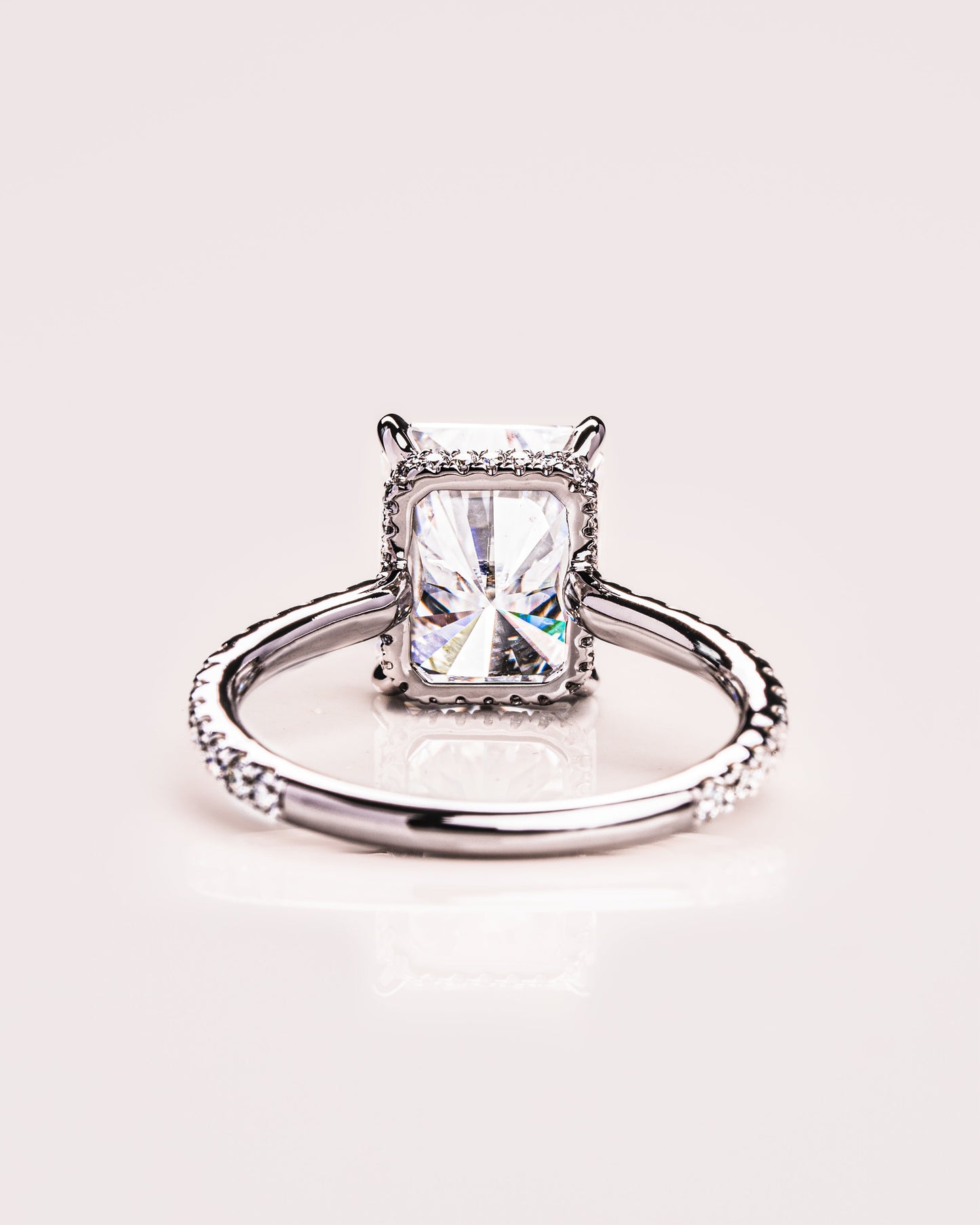 2.43 CT Radiant Cut Hidden Halo Setting Lab Grown Diamond Engagement Ring