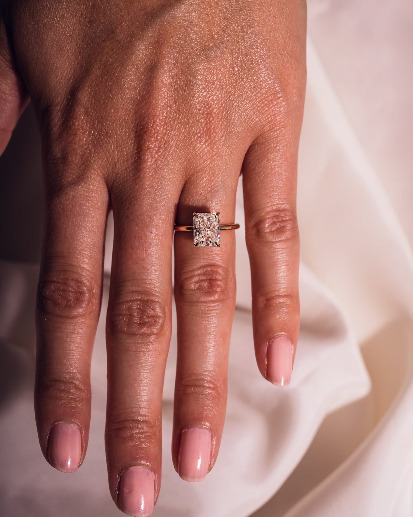 2.43 CT Radiant Cut Lab Grown Diamond Engagement Ring With Hidden Halo Setting