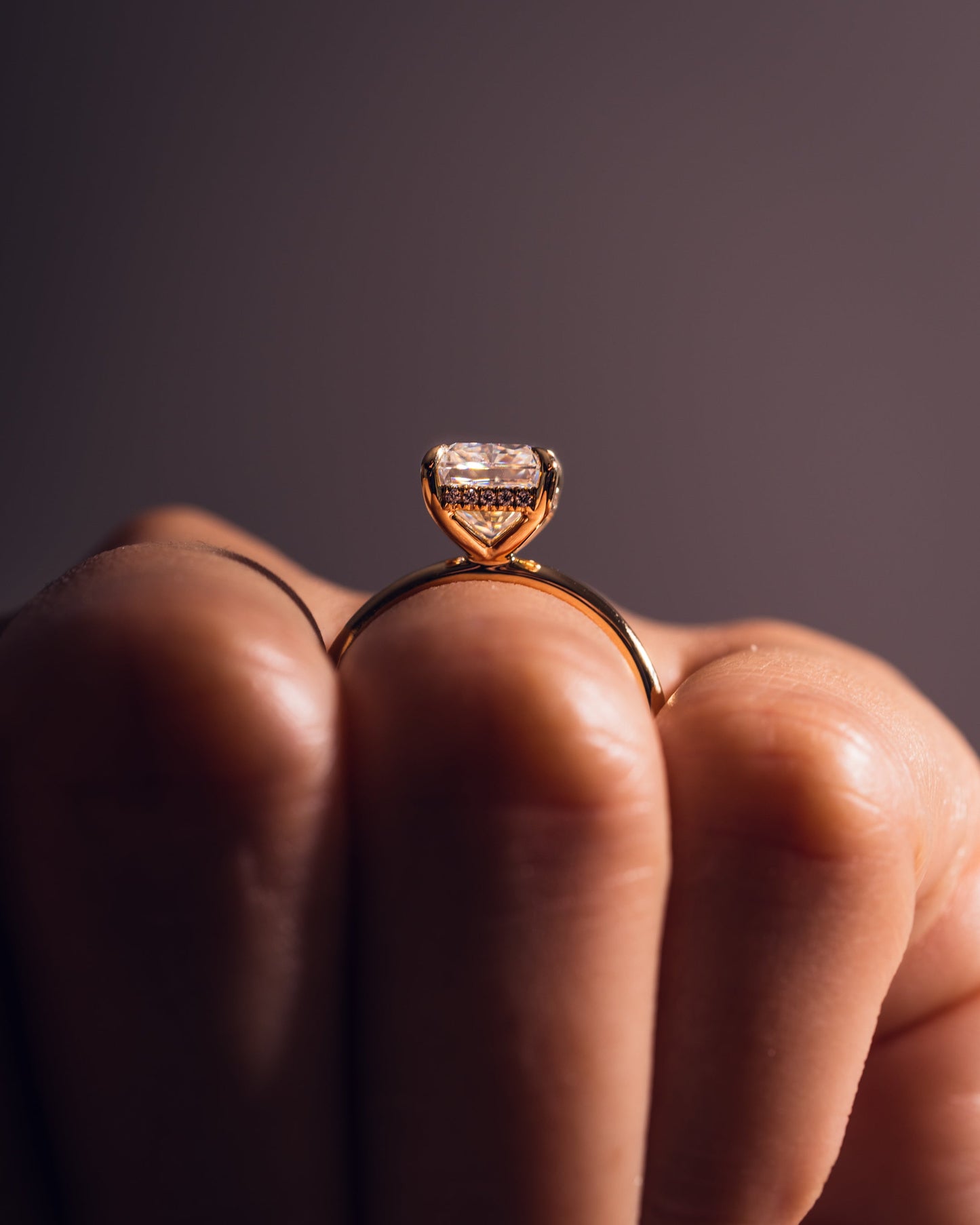 2.43 CT Radiant Cut Lab Grown Diamond Engagement Ring With Hidden Halo Setting