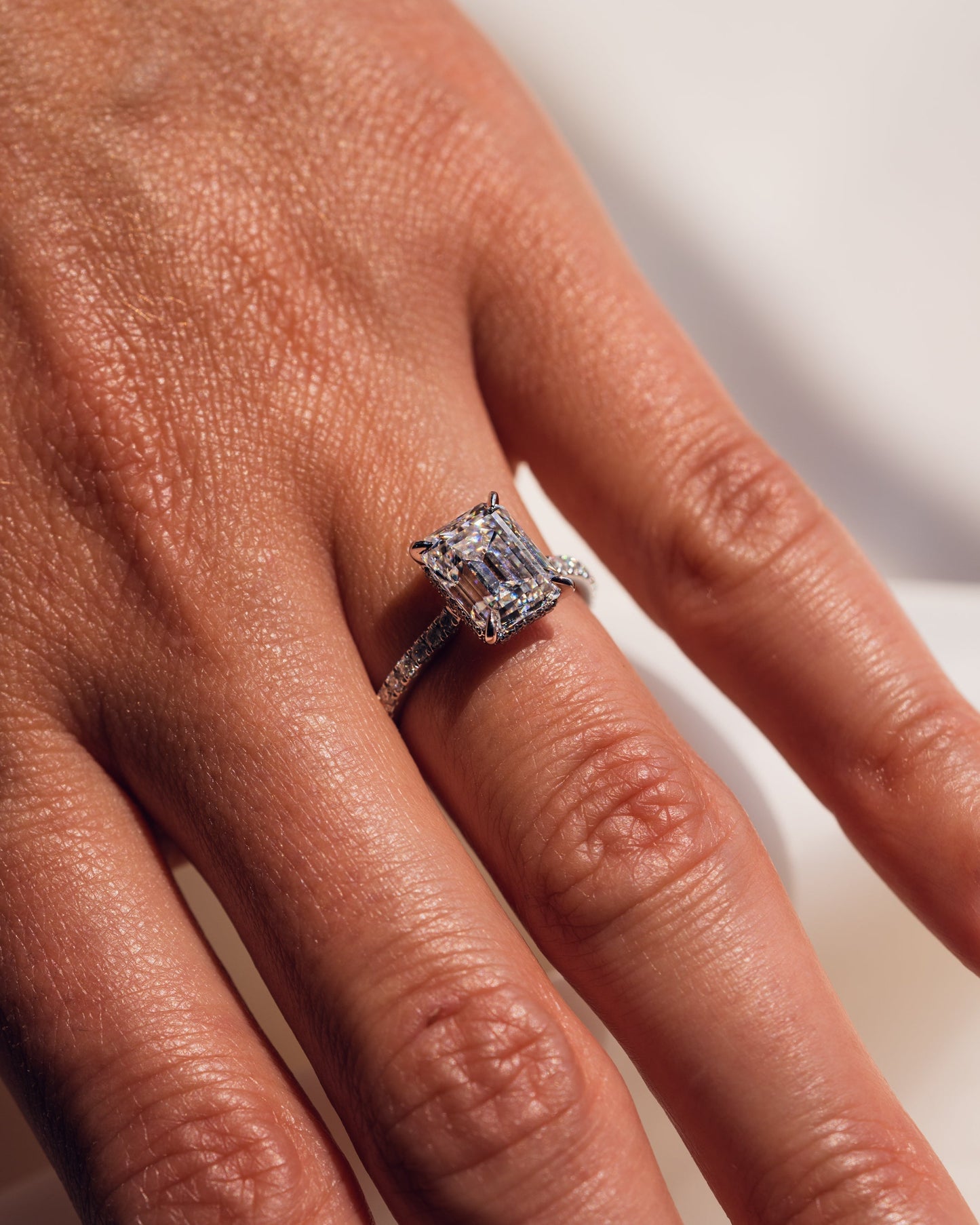 2.30 CT Radiant Cut Hidden Halo &  Pave Setting Lab Grown Diamond Engagement Ring