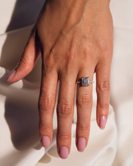 2.30 CT Radiant Cut Hidden Halo & Pave Setting Lab Grown Diamond Engagement Ring