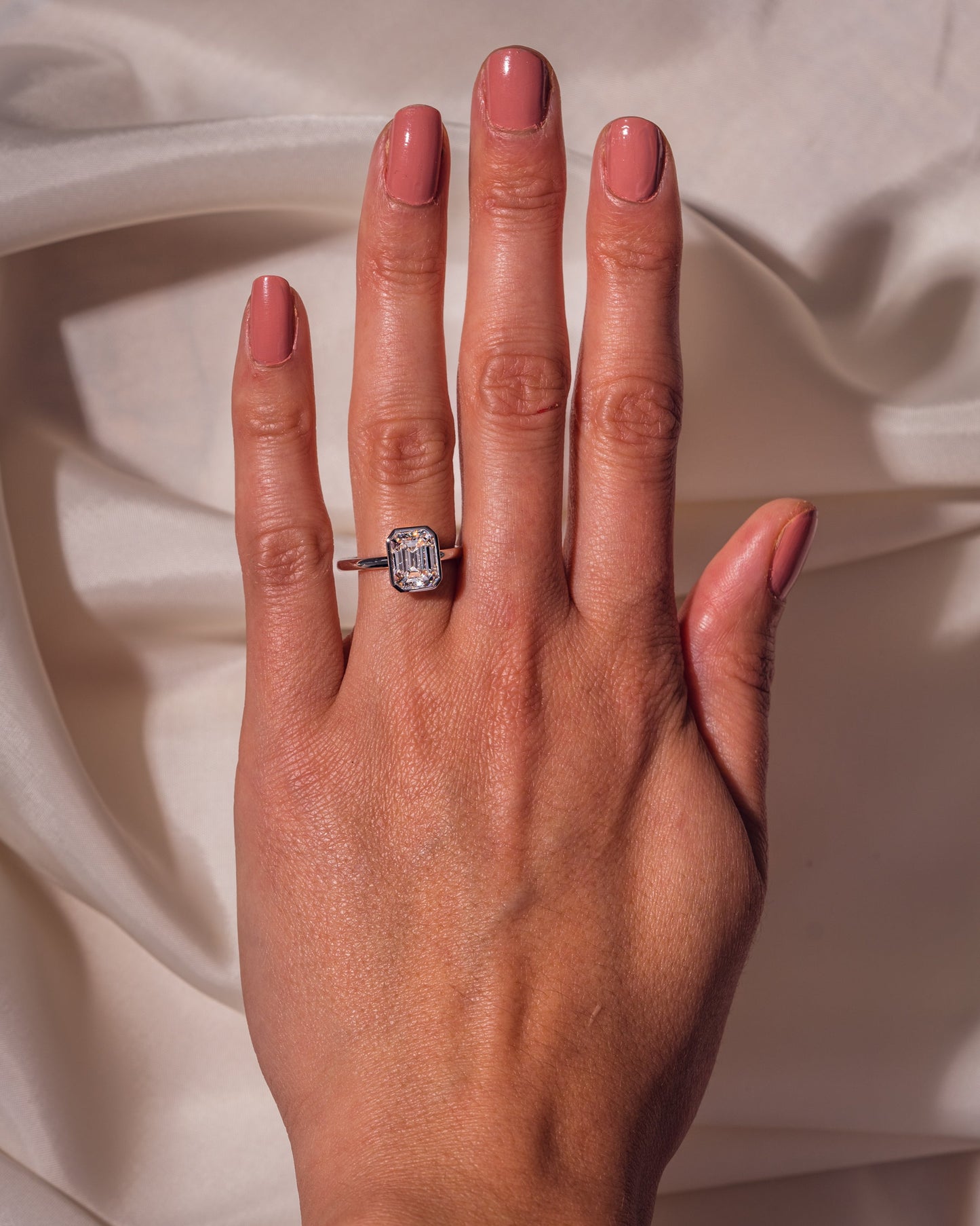 2.30 CT Emerald Cut Solitaire Bezel Setting Lab Grown Diamond Engagement Ring