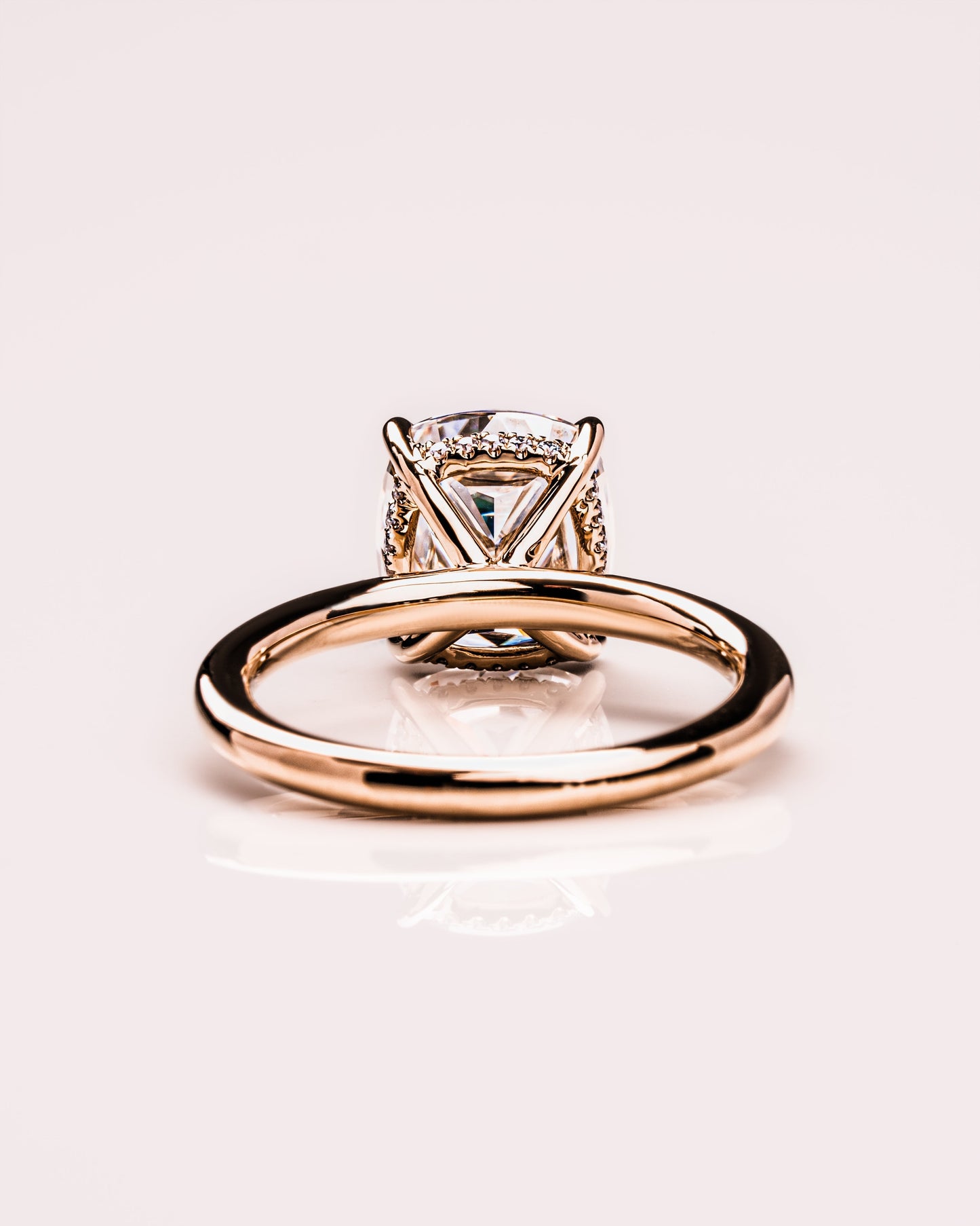 1.49 CT Cushion Cut Lab Grown Diamond Engagement Ring With Hidden Halo Setting