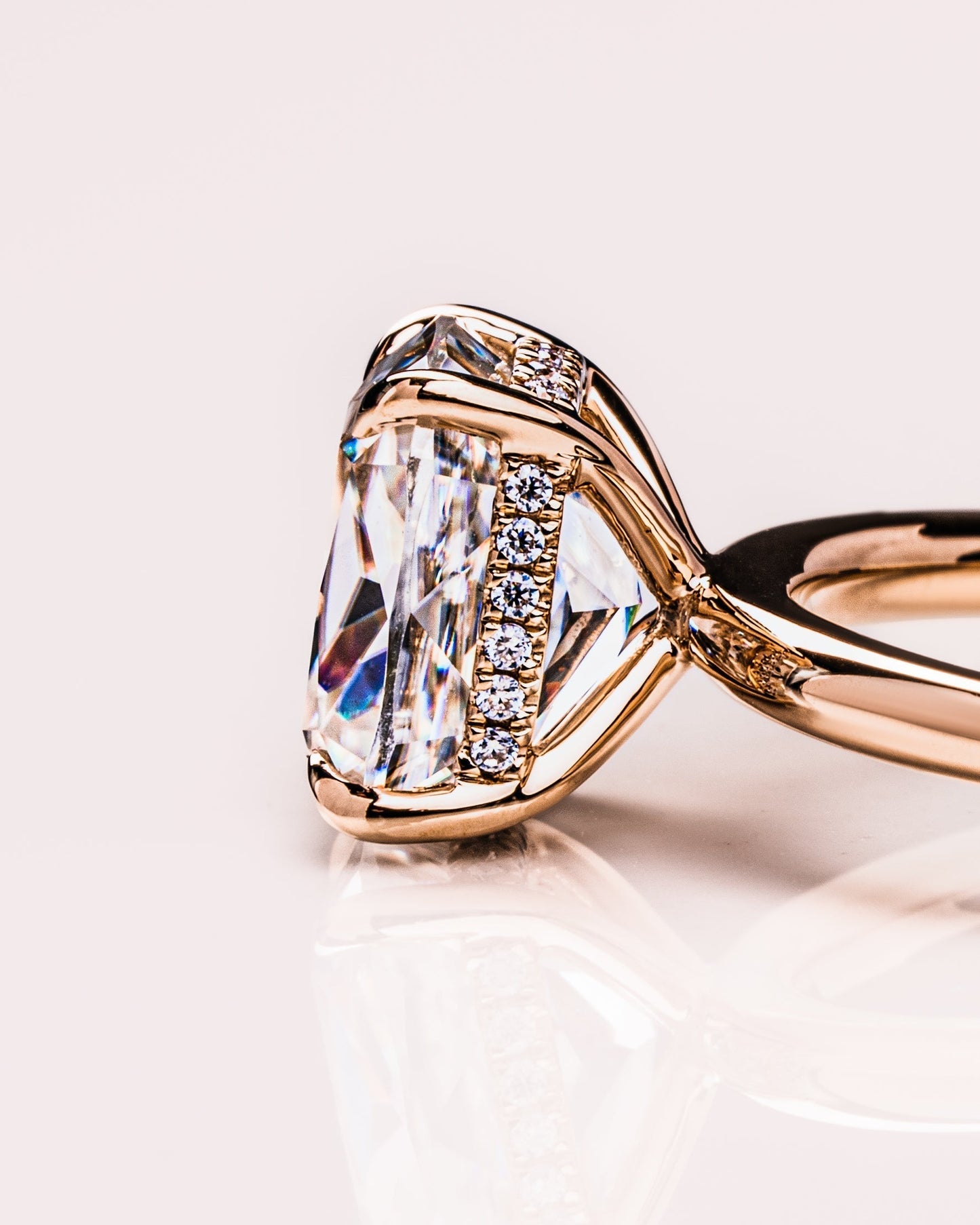 1.49 CT Cushion Cut Lab Grown Diamond Engagement Ring With Hidden Halo Setting