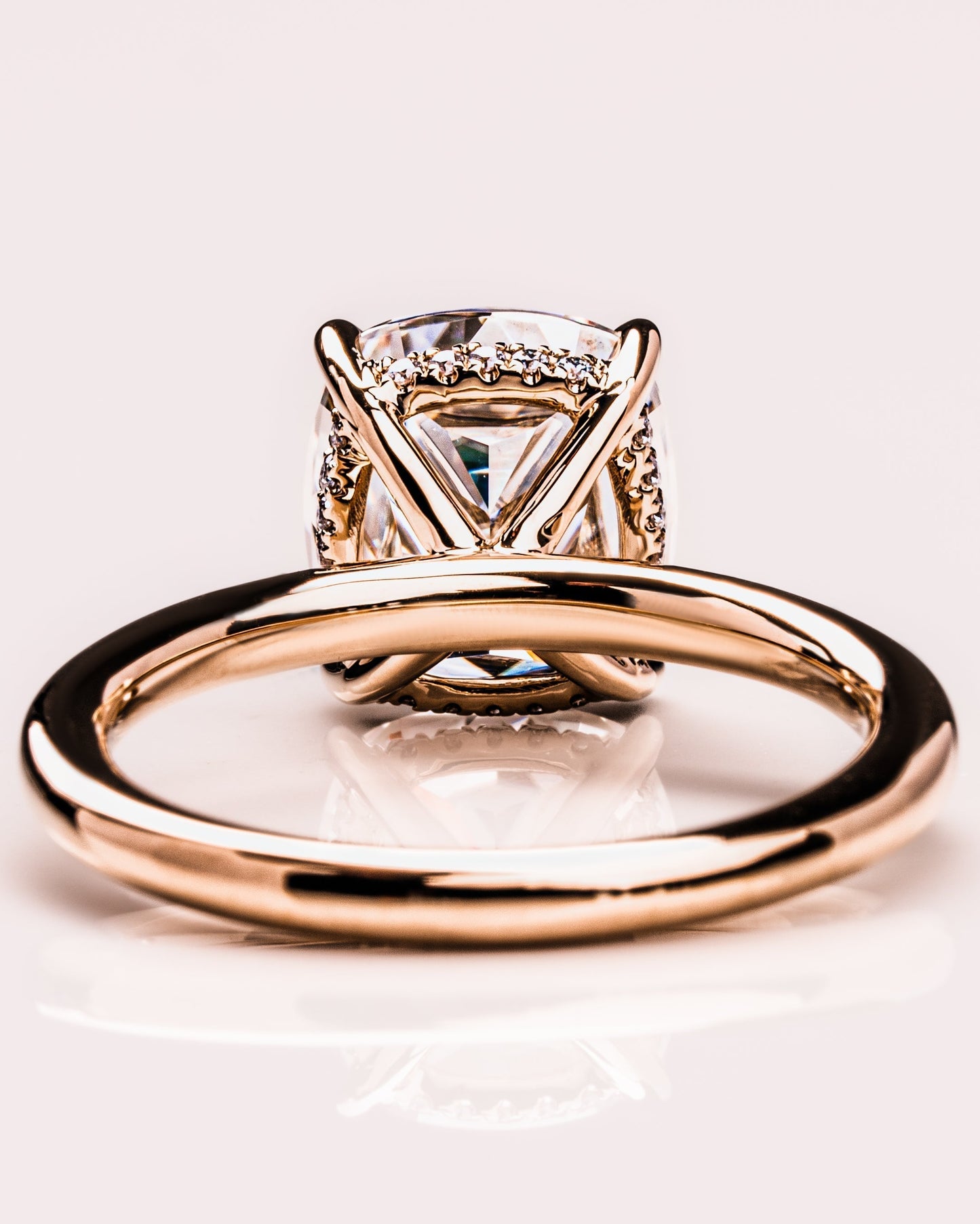 1.49 CT Cushion Cut Lab Grown Diamond Engagement Ring With Hidden Halo Setting