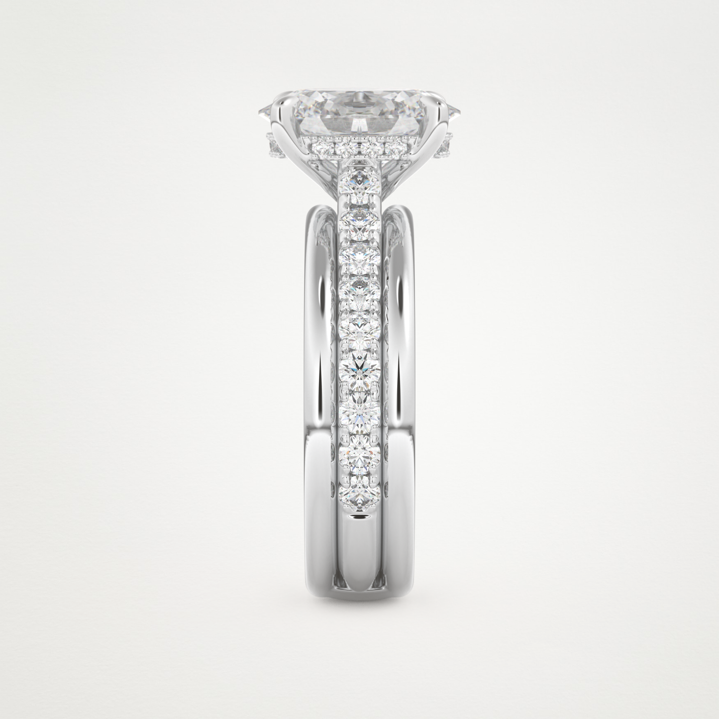 Oval Channel Pave Lab Grown Diamond Engagement Ring