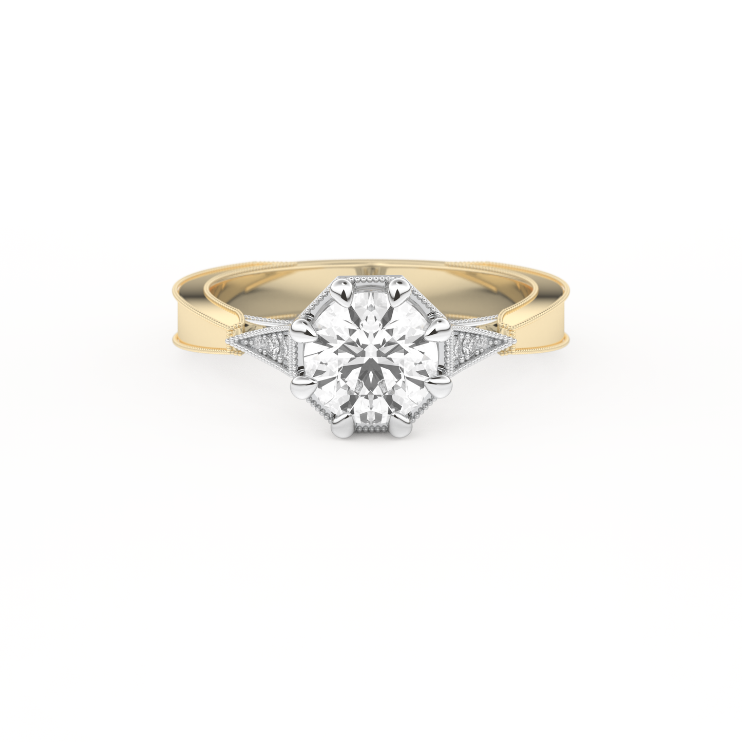 Round Milgrain Pave Lab Grown Diamond Engagement Ring