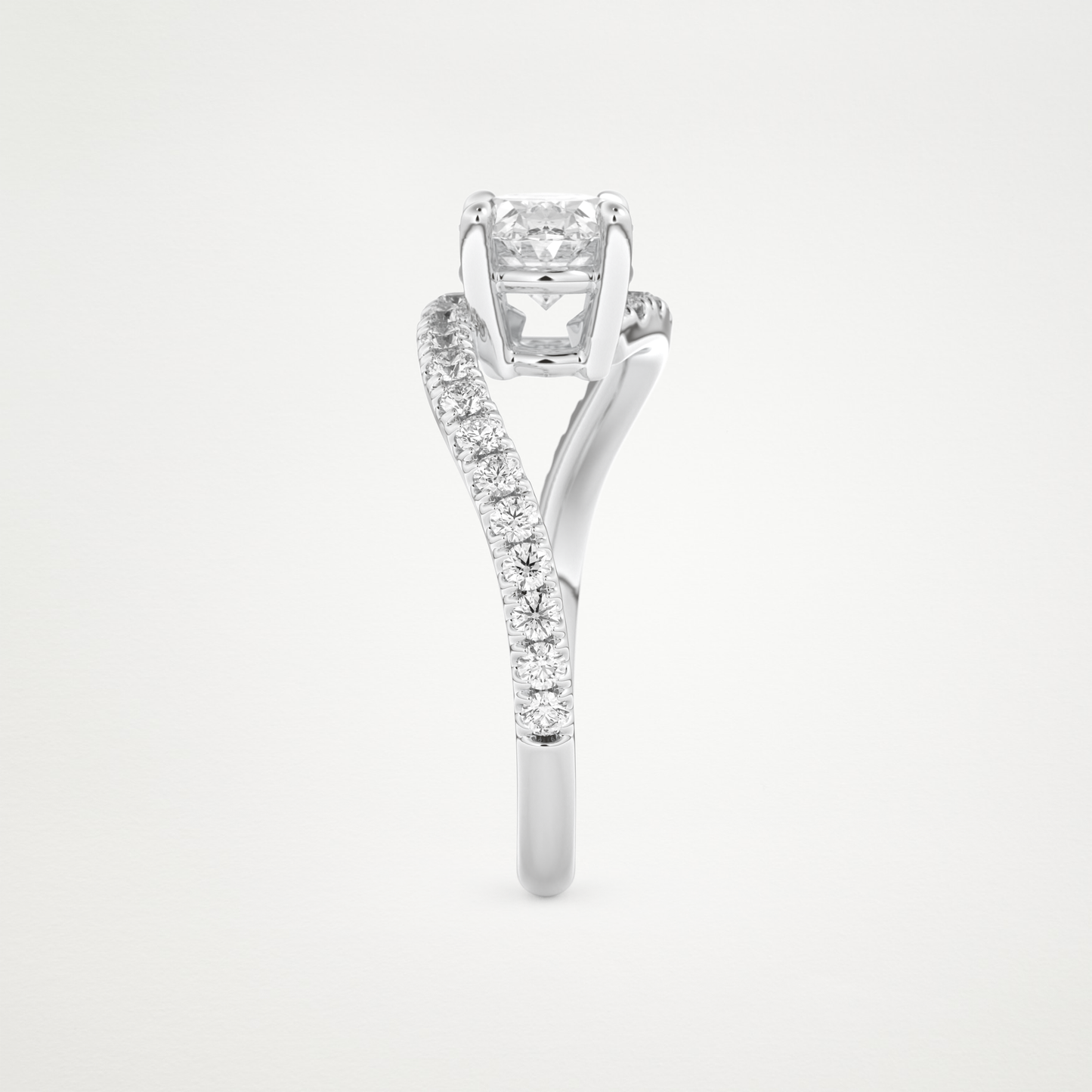 East West Oval Swirl & Pave Lab Grown Diamond Engagement Ring