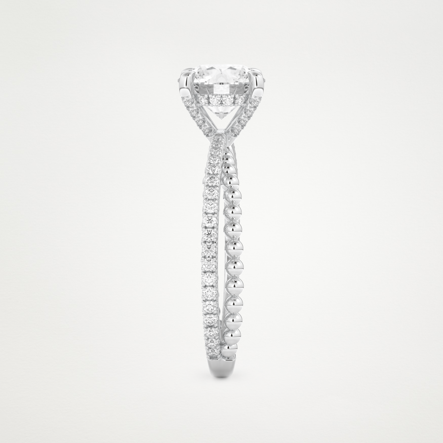 Round Pave & Split Shank Lab Grown Diamond Engagement Ring
