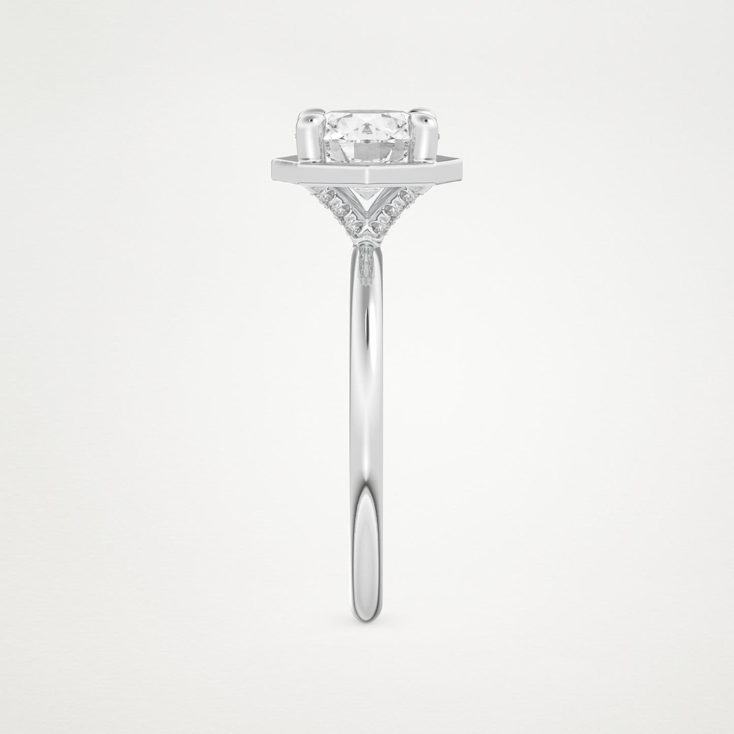 Round Pave Lab Grown Diamond Engagement Ring