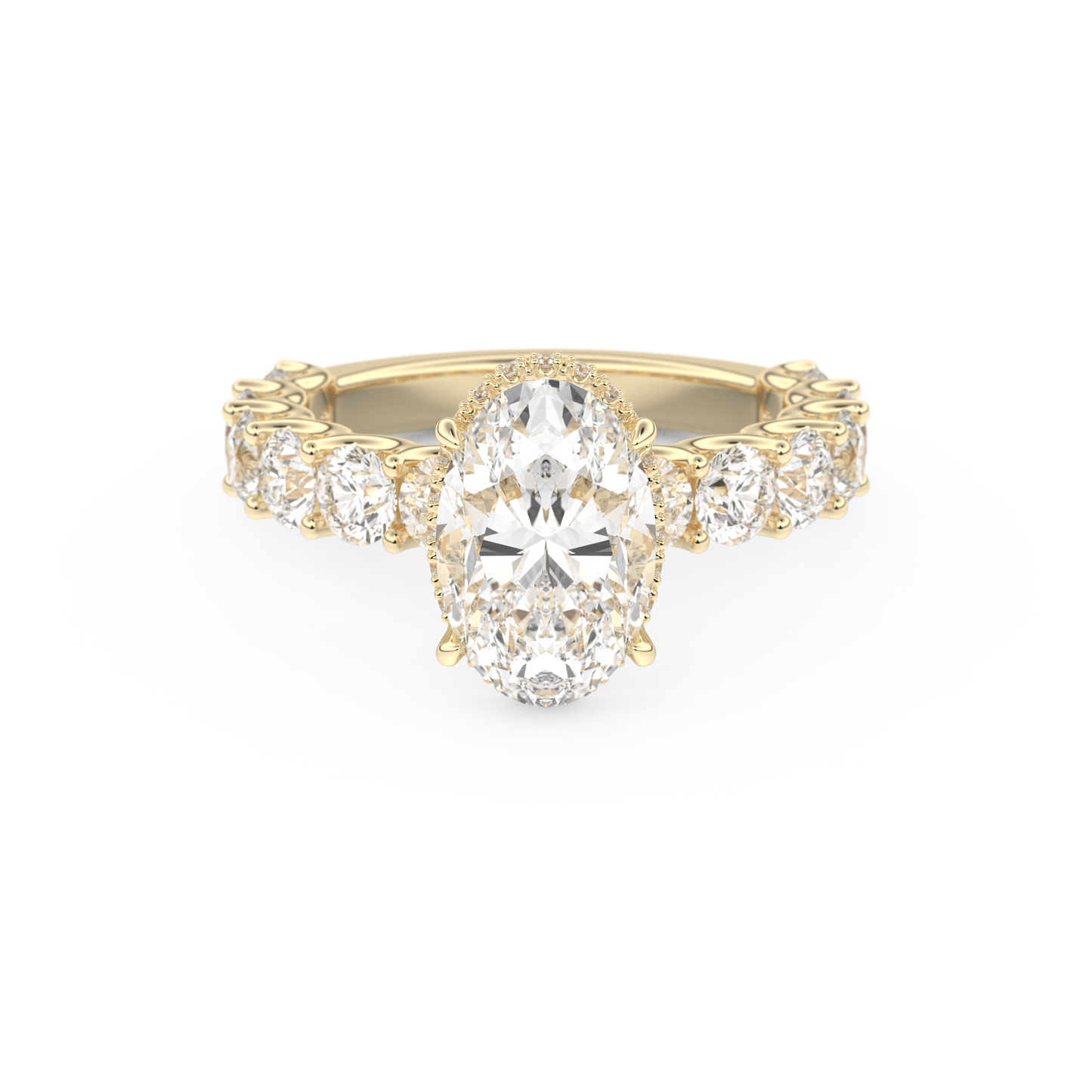 Oval Pave & Hidden Halo Lab Grown Diamond Engagement Ring