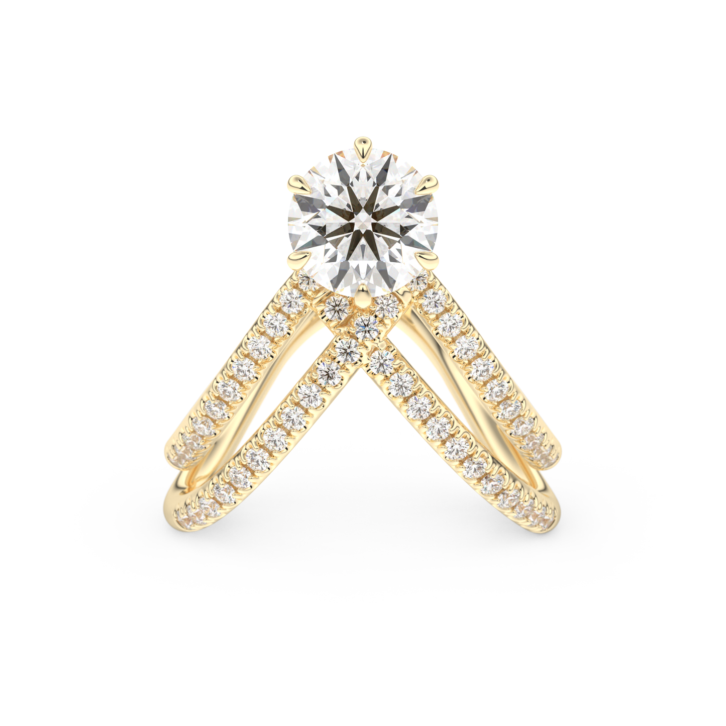 Round Double Curved Shank Lab Grown Diamond Engagement Ring