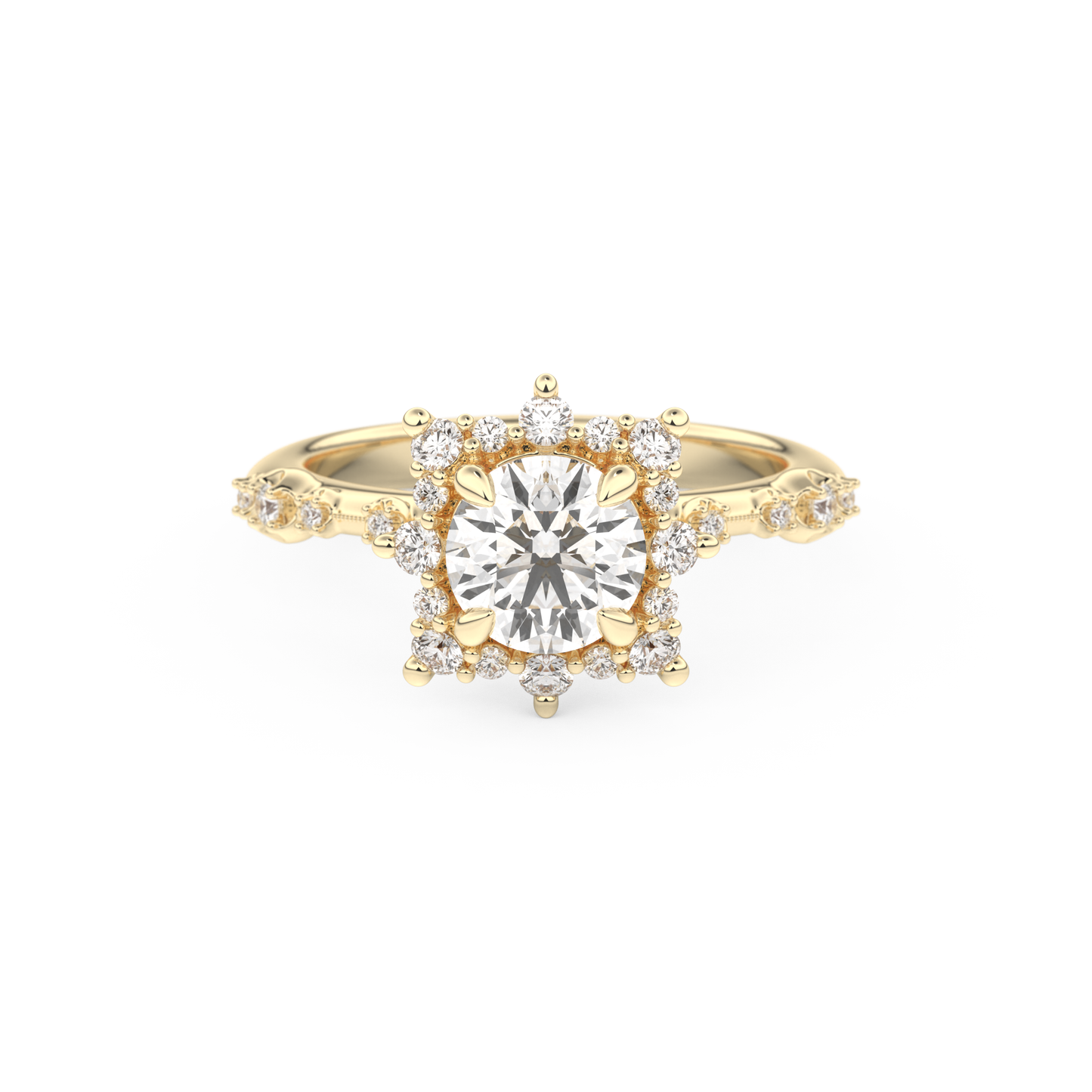Round Cluster Lab Grown Diamond Engagement Ring