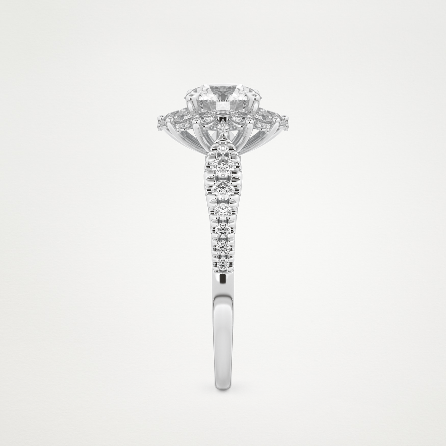 Round Cluster Lab Grown Diamond Engagement Ring
