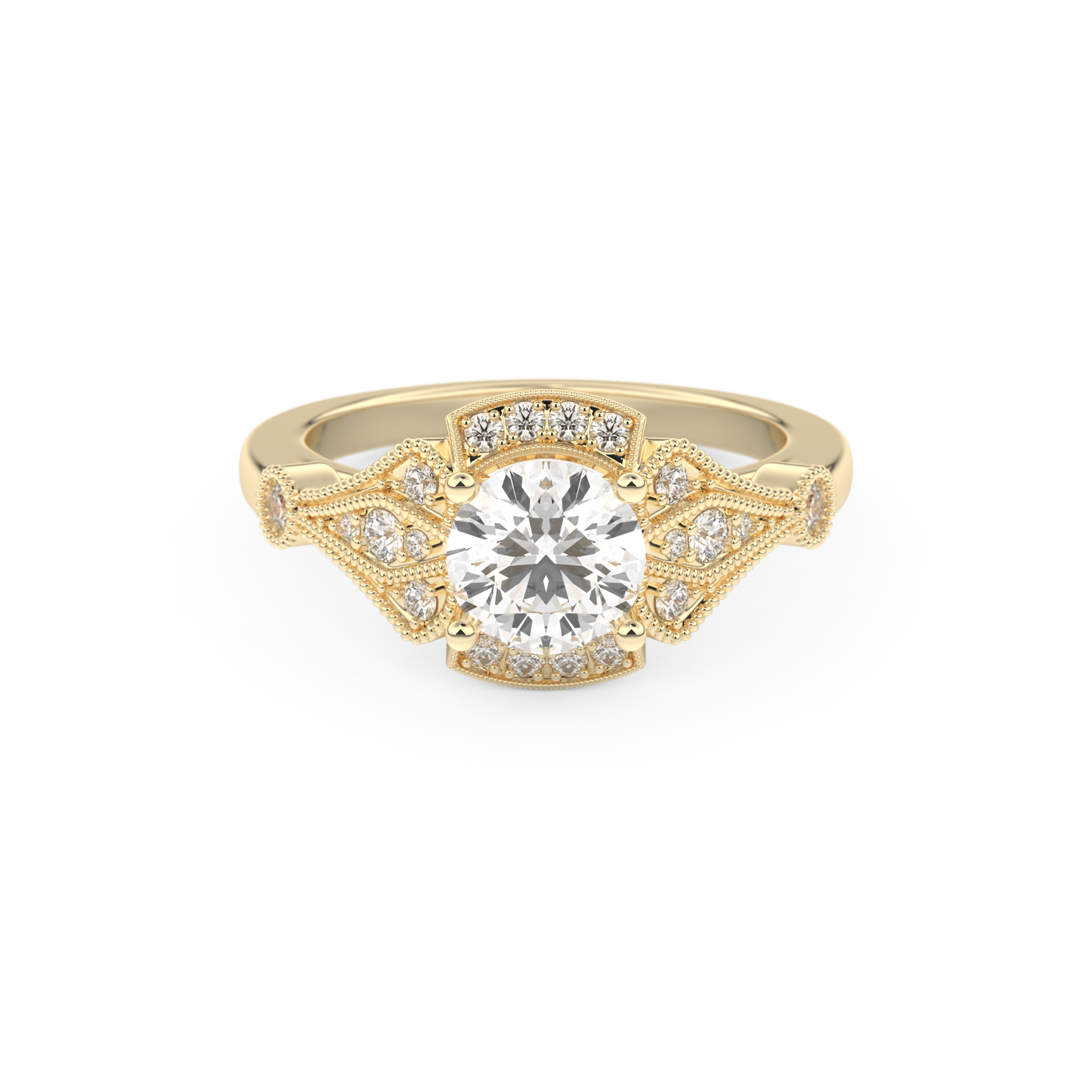 Round Milgrain Lab Grown Diamond Engagement Ring