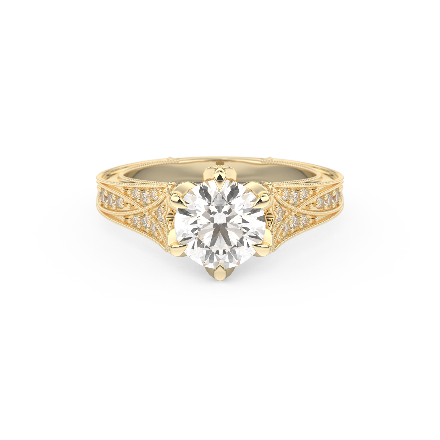 Round Pave Lab Grown Diamond Engagement Ring
