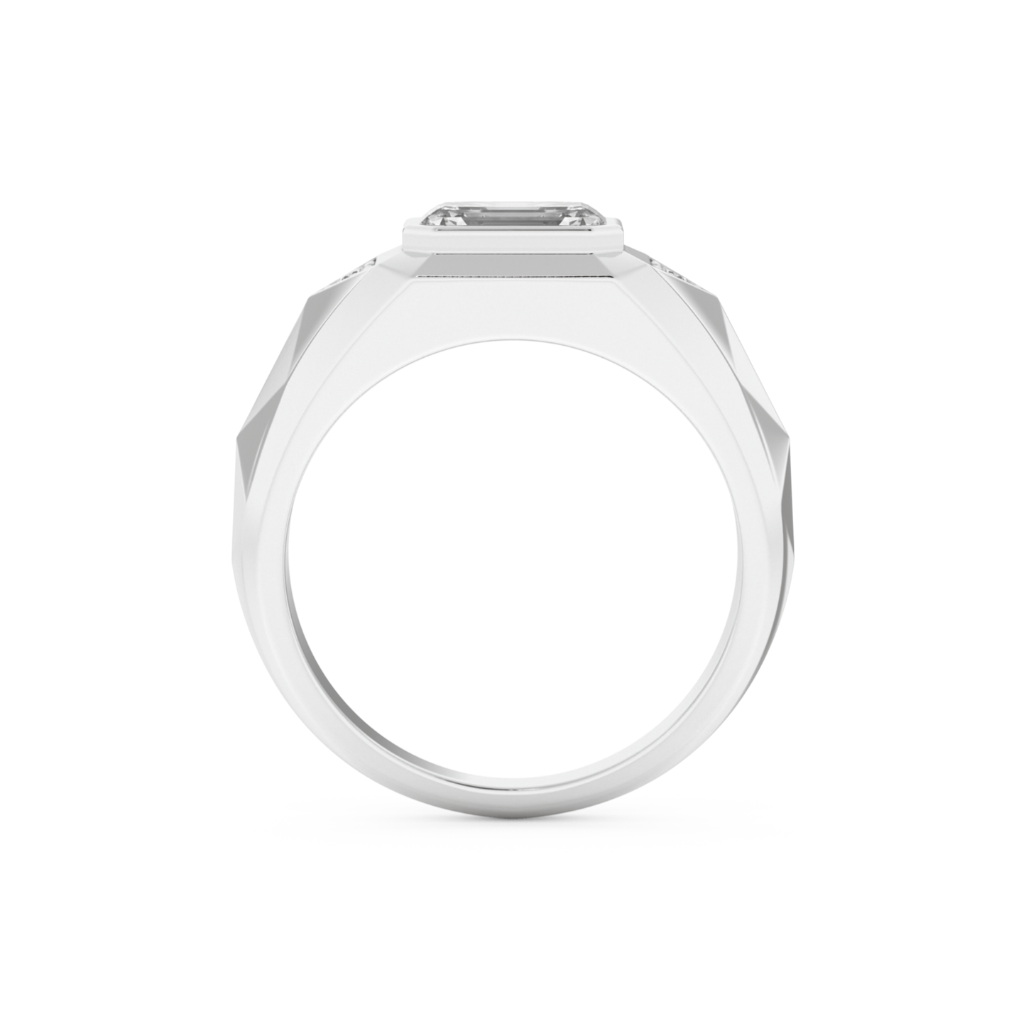 Emerald Three Stone Lab Grown Diamond Men's Engagement Ring