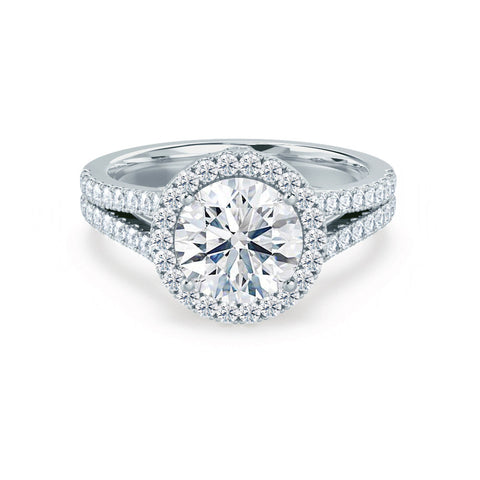 0.50 CT Round Shaped Moissanite Halo Style Double Band Engagement Ring 1 0.50 CT Round Shaped Moissanite Halo Style Double Band Engagement Ring 1