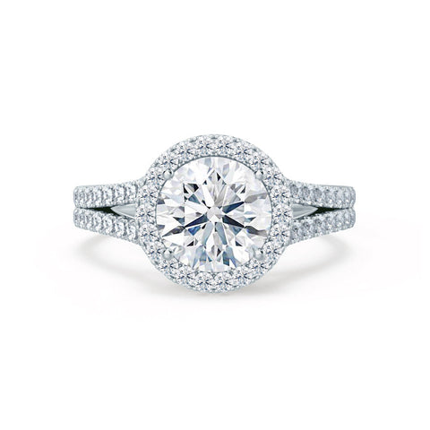 0.50 CT Round Shaped Moissanite Halo Style Double Band Engagement Ring 2 0.50 CT Round Shaped Moissanite Halo Style Double Band Engagement Ring 2
