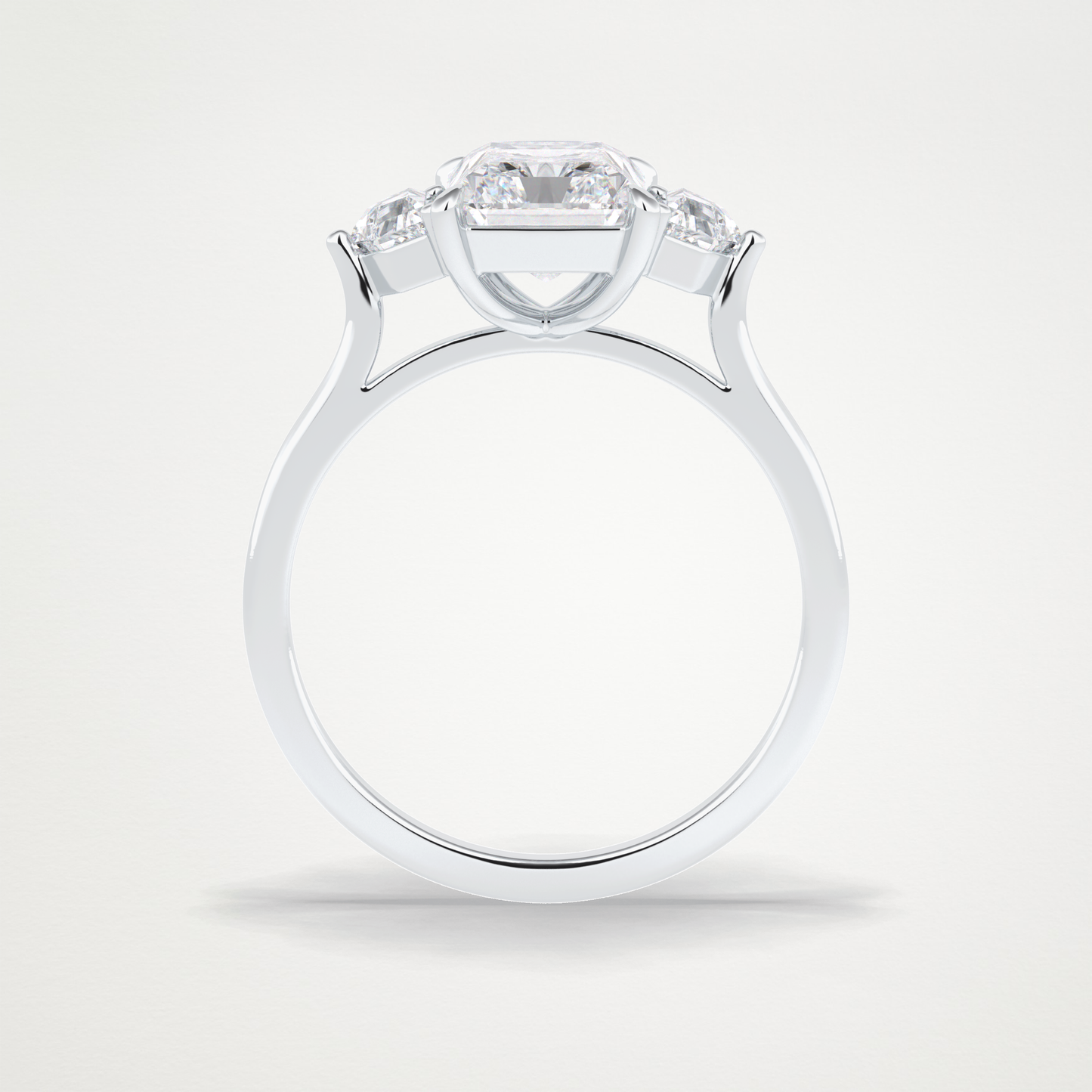 Radiant Three Stone Lab Grown Diamond Engagement Ring
