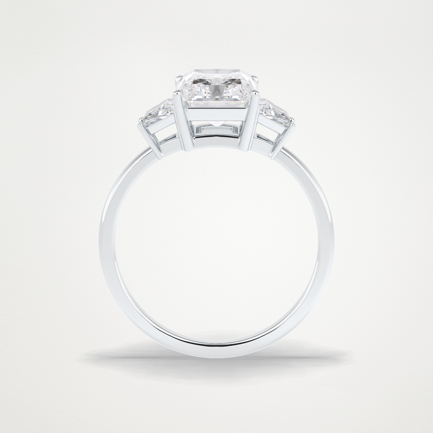 Radiant Three Stone Lab Grown Diamond Engagement Ring