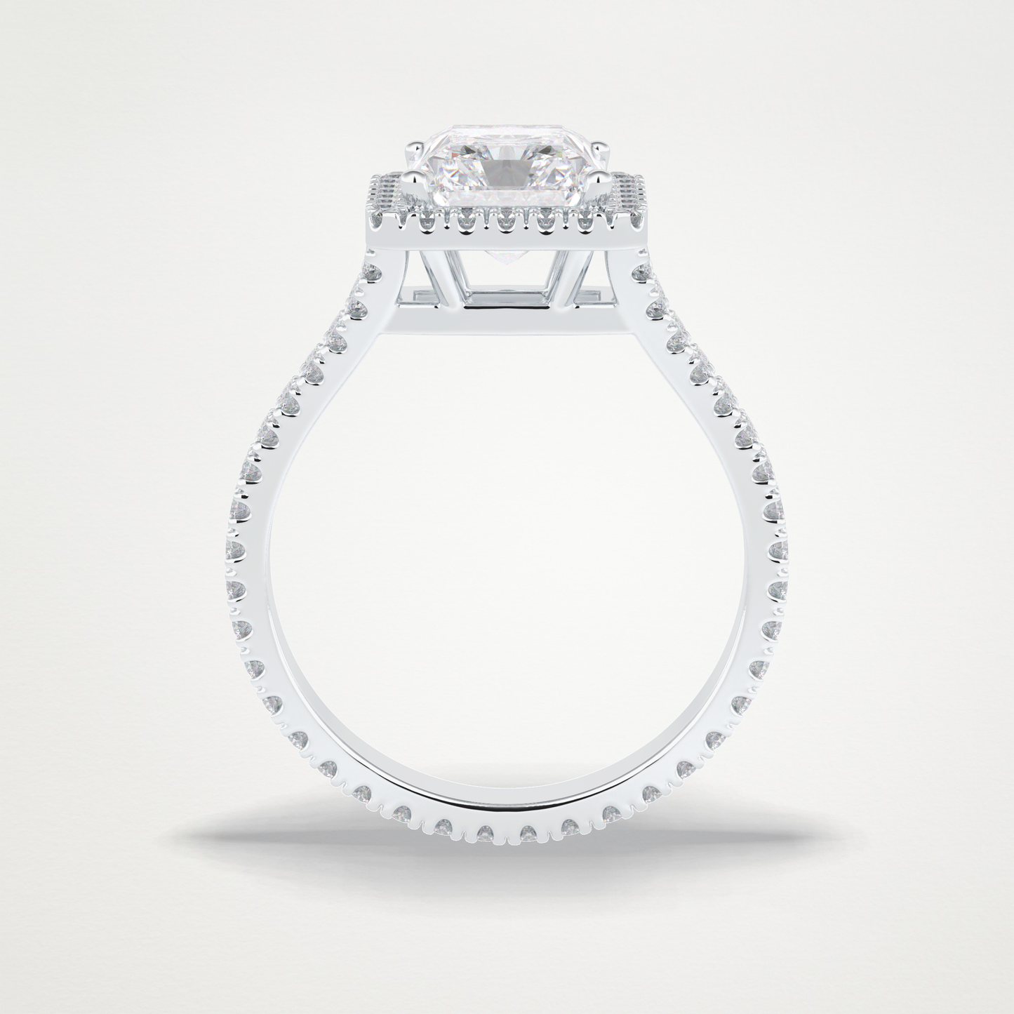 Radiant Halo, Pave & Split Shank Lab Grown Diamond Engagement Ring