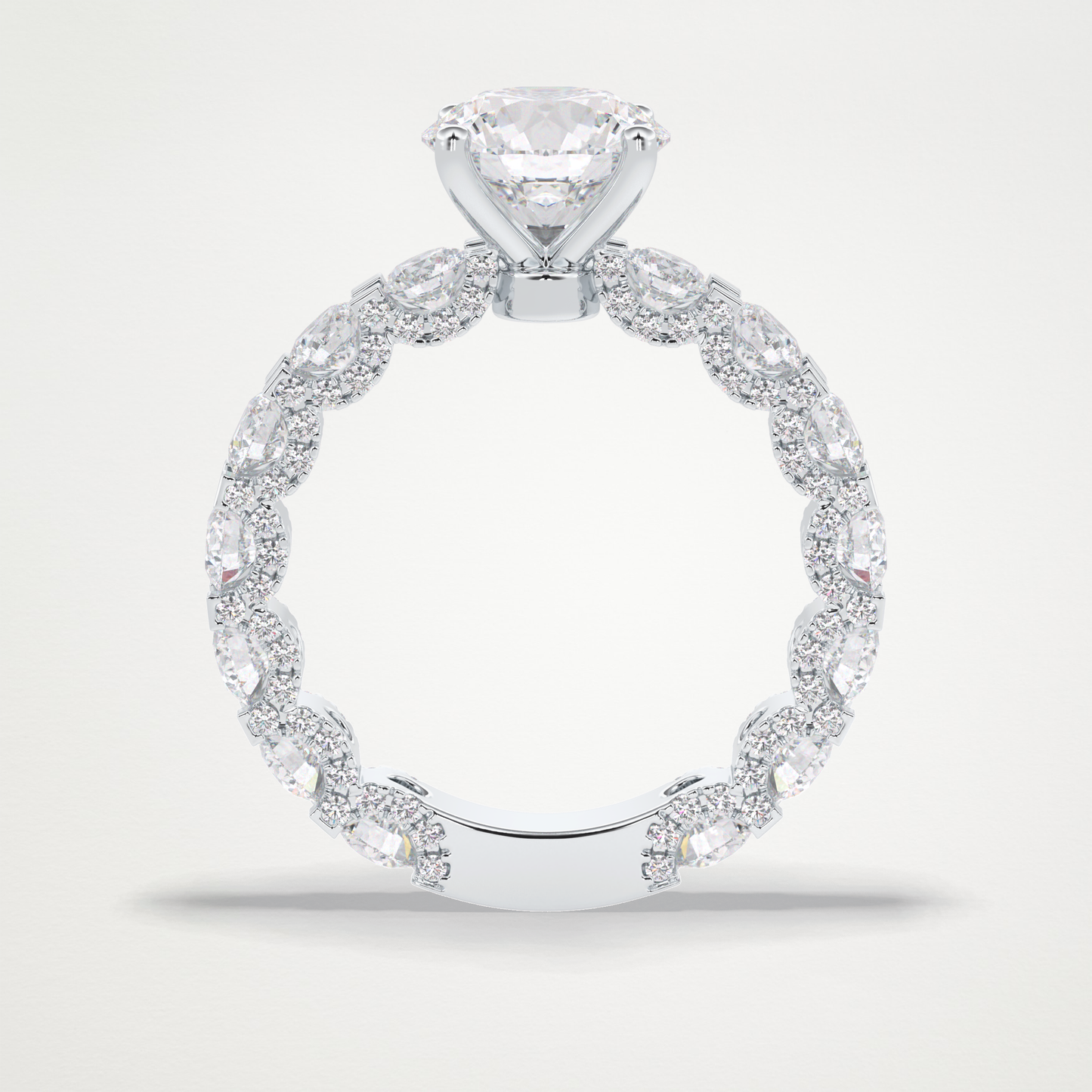 Round Pave Lab Grown Diamond Engagement Ring