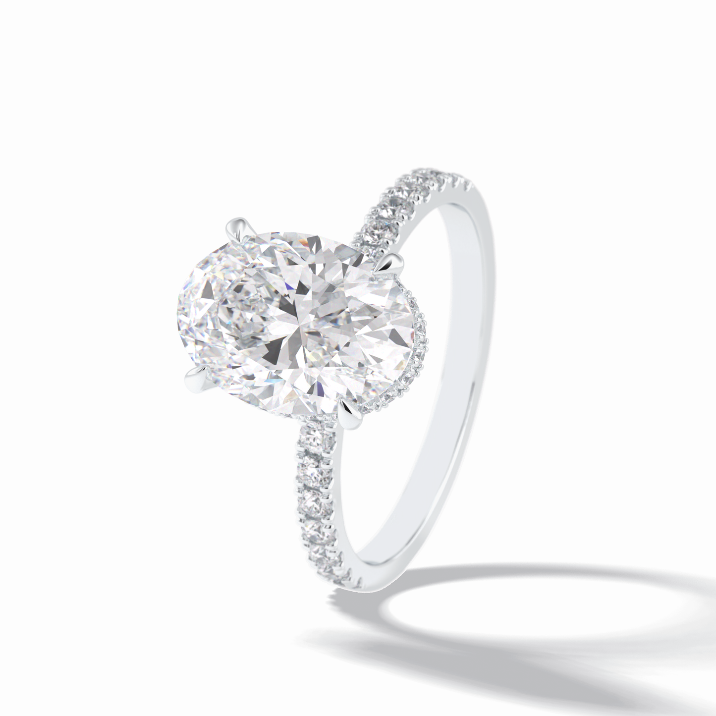 Oval Hidden Halo & Pave Lab Grown Diamond Engagement Ring