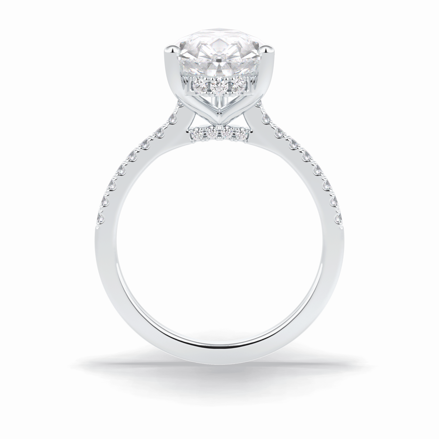 Pear Hidden Halo & Pave Lab Grown Diamond Engagement Ring