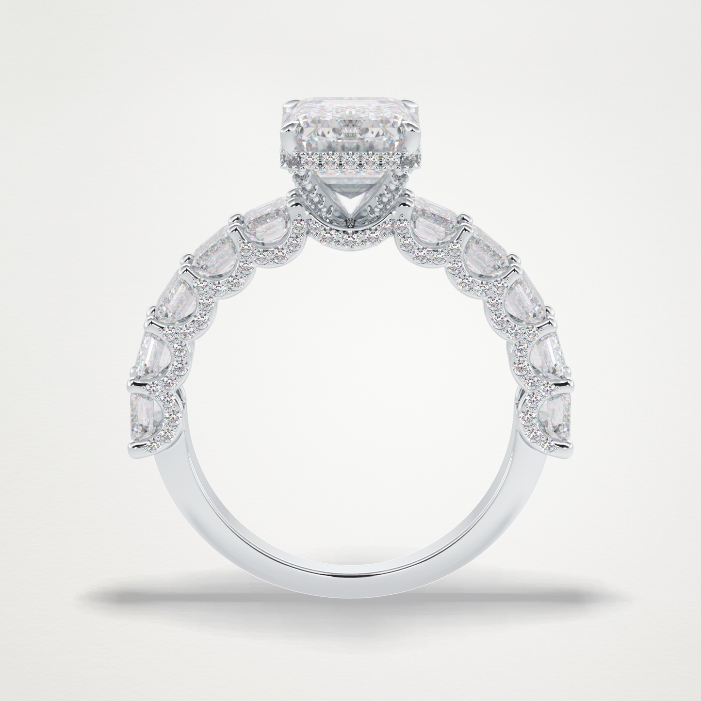 Emerald Pave Lab Grown Diamond Engagement Ring