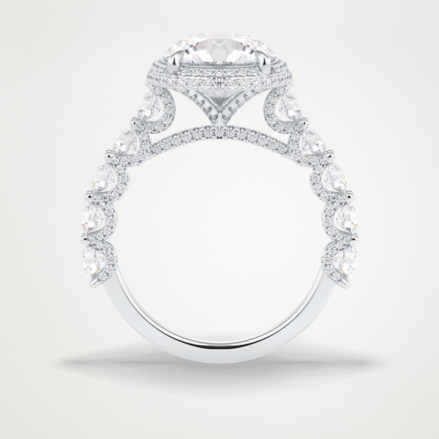 Round Double Halo & Pave Lab Grown Diamond Engagement Ring