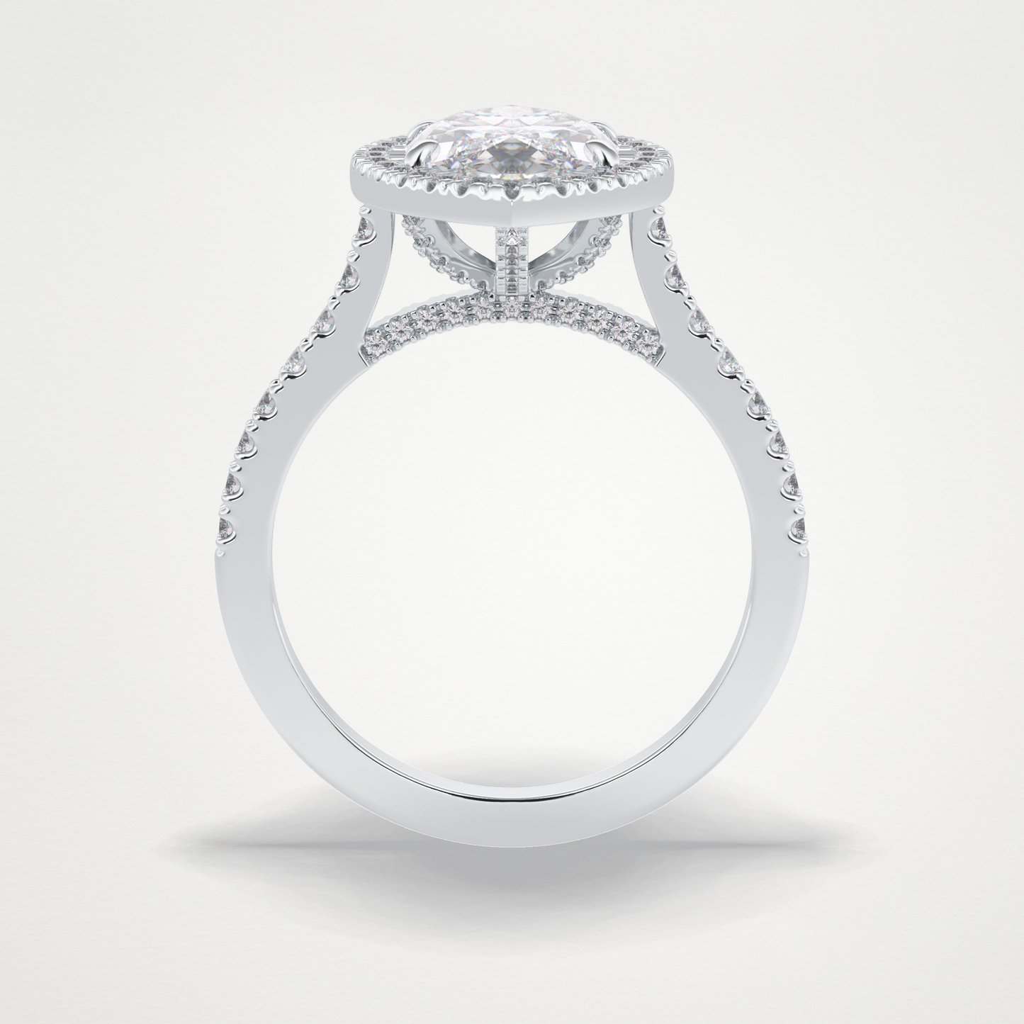 Marquise Halo & Pave Lab Grown Diamond Engagement Ring