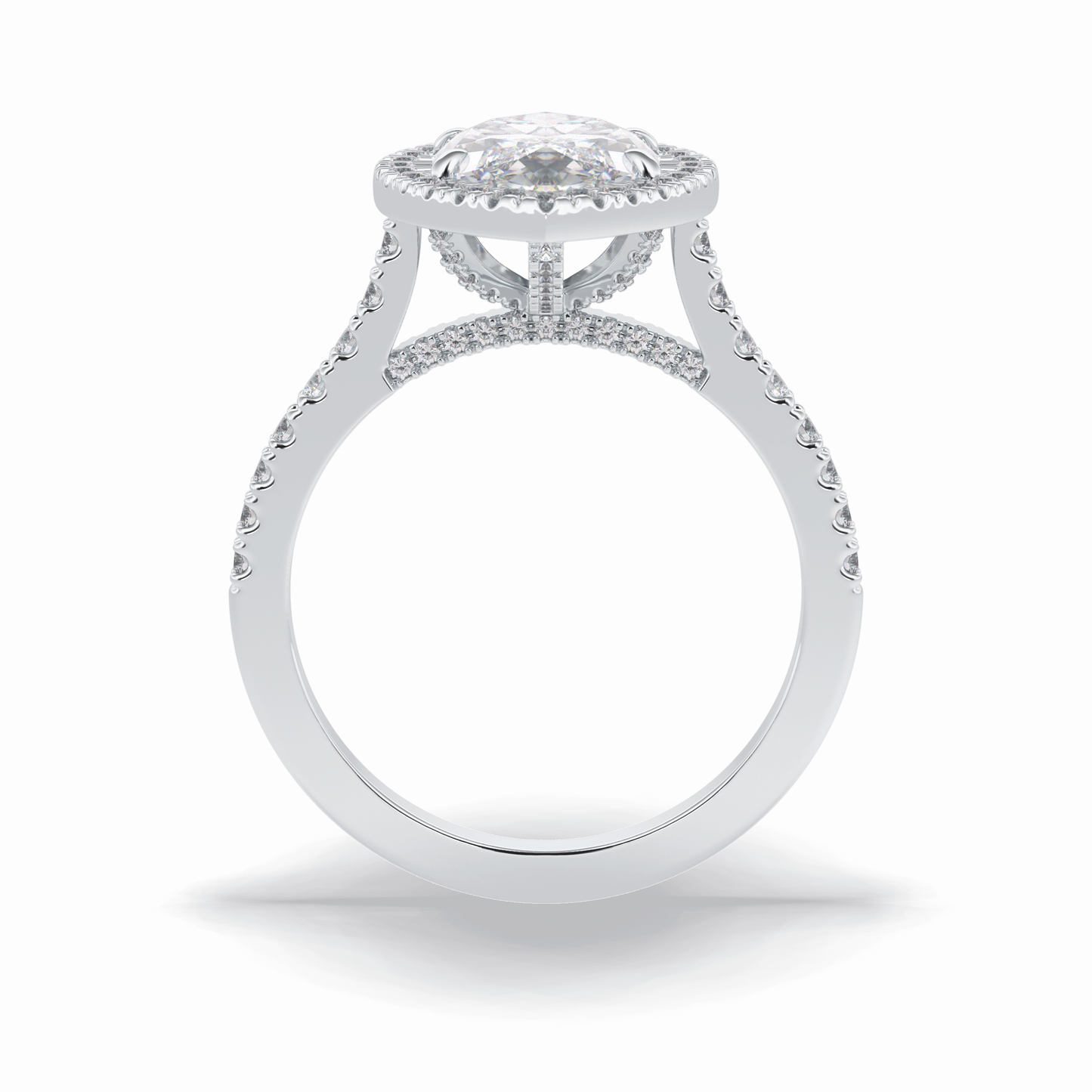 Marquise Halo & Pave Lab Grown Diamond Engagement Ring