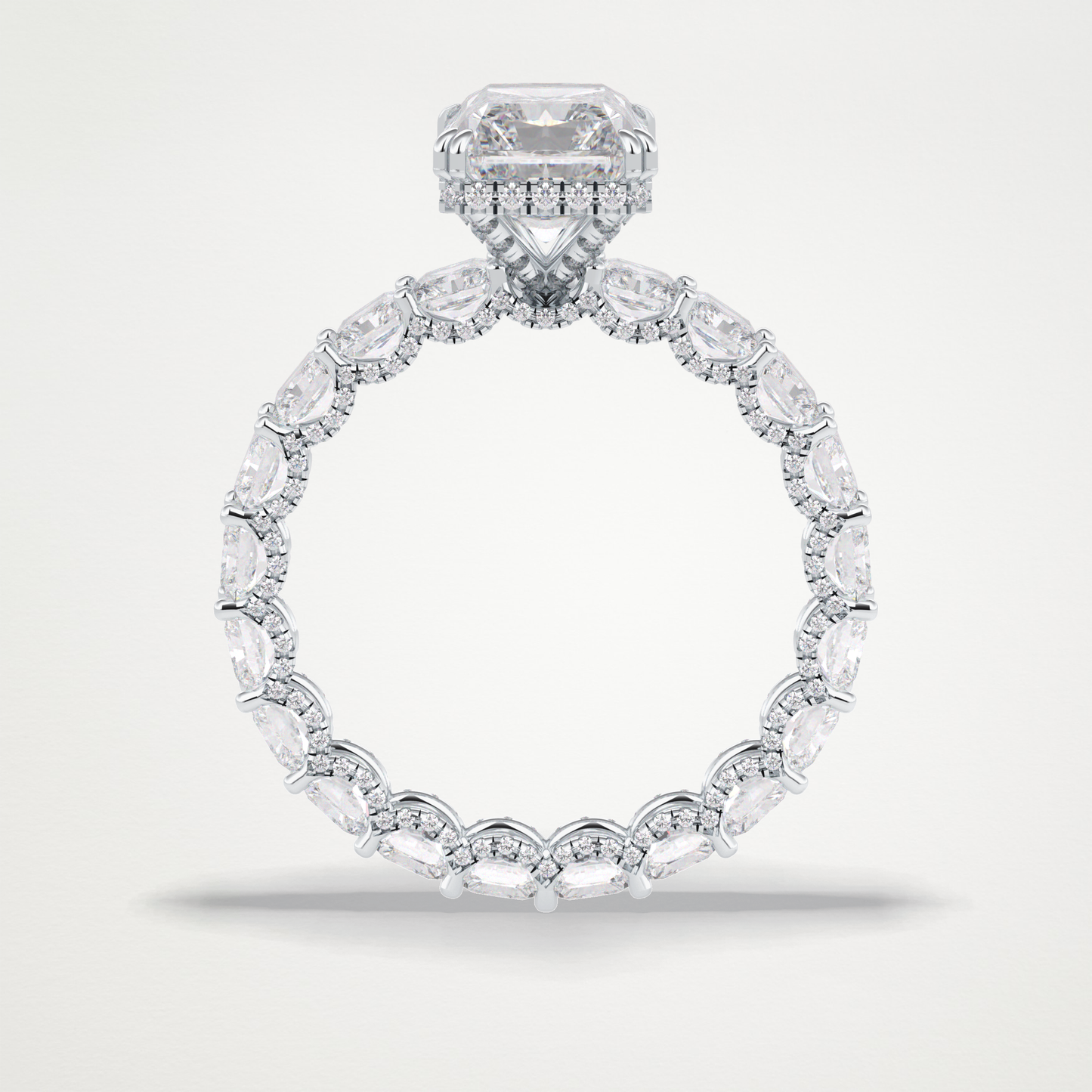Radiant Hidden Halo & Pave Lab Grown Diamond Engagement Ring