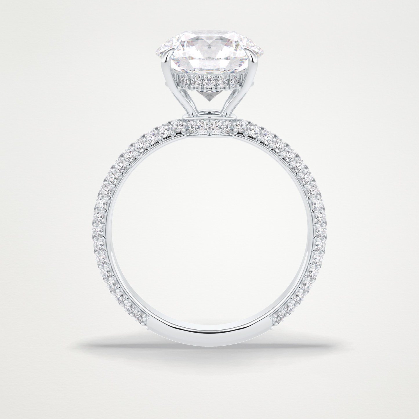 Round Hidden Halo & Pave Lab Grown Diamond Engagement Ring