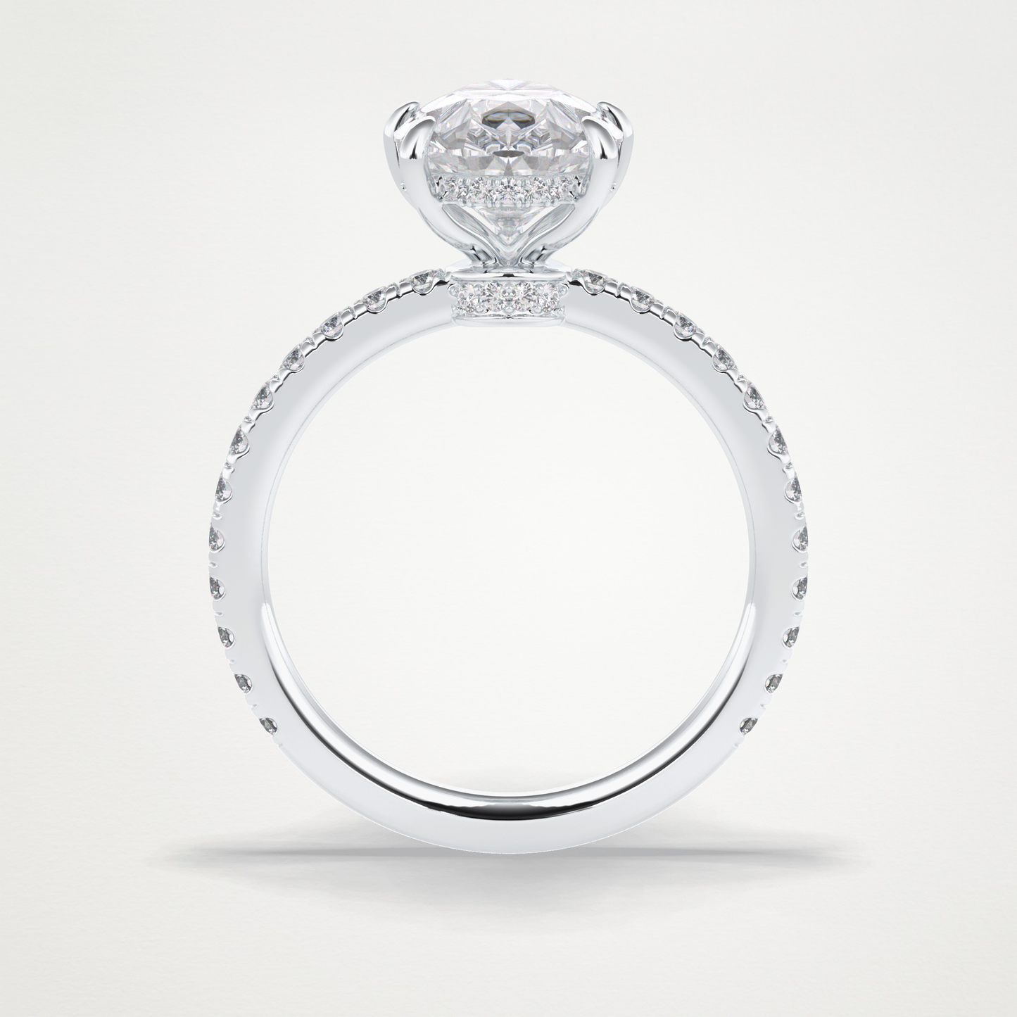 Pear Hidden Halo & Pave Lab Grown Diamond Engagement Ring