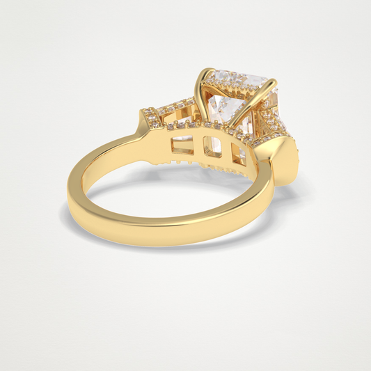 Emerald Three Stone Lab Grown Diamond Engagement Ring